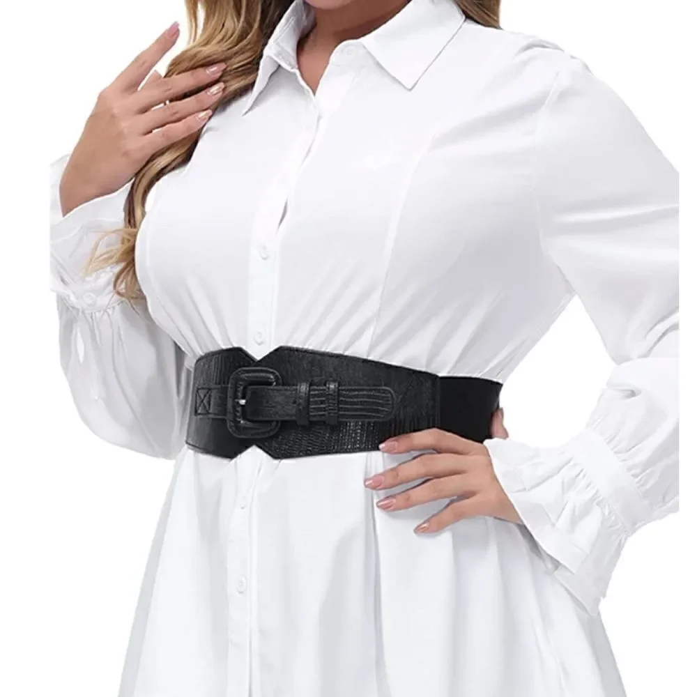 Black Textured Waistband Belt
